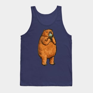 A Bear eating Mint Chocolate Chip Ice Cream Tank Top